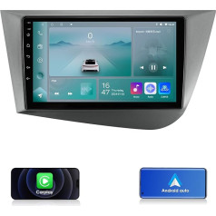 9 collu Android 12 Stereo Radioaparāts Seat Leon MK2 2005-2012 ar bezvadu CarPlay Android auto skārienekrāns ar WiFi/GPS/Bluetooth/RDS/USB/FM DAB+