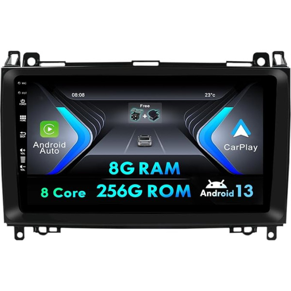 Android 12 automobiļa radio Mercedes Benz W639/Vito/Viano/W906/Sprinter/W169/W245 GPS | Bezmaksas kamera | 9 collas | 8G+256G | Atbalsta DAB/WiFi/BT5.0/USB/MirrorLink/SWC/FM/360 kamera