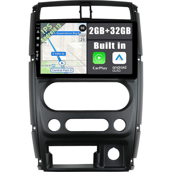 YUNTX Android 13 IPS auto radio priekš Suzuki Jimny (2007-2015) [Iebūvēta bezvadu CarPlay/Android Car/GPS] Aizmugures skata kamera DAB/Radio vadība/360 kamera/Bluetooth 5.0/2 Din/USB/RDS