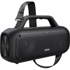 DOSS Bluetooth skaļrunis, Extreme Boom Music Box Bluetooth ar IPX6 ūdensizturību, 60 W intensīviem basiem, 30 H atskaņošanas laiks, 10400 mAh barošanas banka, stereo pārī, Bluetooth kaste ar rokturi iekštelpām un ārpus telpām