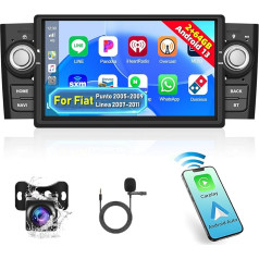 Podofo 2+64G Autoradio für FIAT Punto 05-09/Linea 07-11 mit Kabelloses Apple Carplay Android Auto Bluetooth Bildschirm,Android 13 Multimedia Player mit GPS/WiFi/RDS/FM/SWC/USB+AHD Rückfahrkamera+MIC