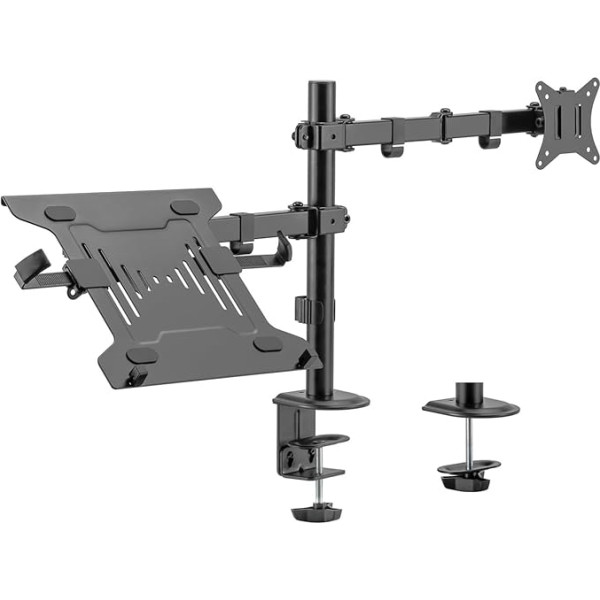 AISENS - DTL32TSR-193 - Desk Mount Swivel and Tilt for Notebook and Monitor/TV 9 kg from 17-32, Black