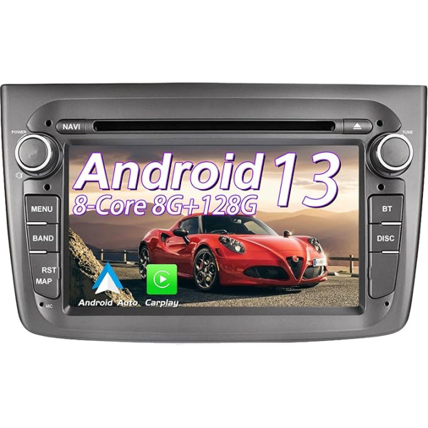 AneQu Android auto radio priekš Alfa Romeo Mito no 2008 ar Android 13 8-core 8 GB RAM 128 GB ROM Auto GPS navigators ar Bluetooth WiFi 4G iebūvētu Carplay Android Car