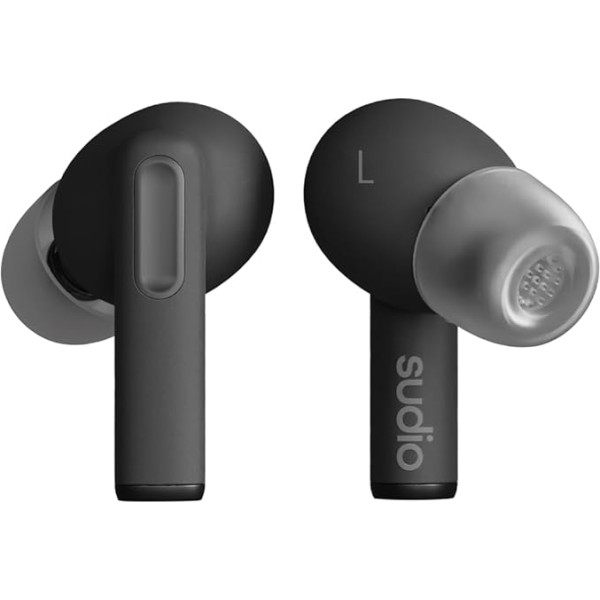 sudio A1Pro Midnight Black, In-Ear austiņas ar Bluetooth, skārienvadība ar kompaktu bezvadu uzlādes paliktni, IPX4 aizsardzība, aktīva trokšņu slāpēšana, ar integrētu mikrofonu, Premium Crystal