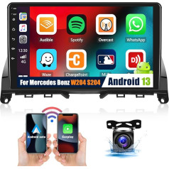 2G + 64G CAMECHO auto radio priekš Mercedes-Benz C-Class W204 S204 2007-2010 ar Carplay Android Car, 9 collu ekrāns ar navigāciju Mirror Link RDS WiFi Bluetooth + atpakaļgaitas kamera