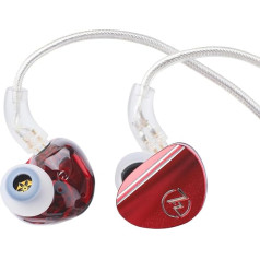 LINSOUL 7HZ SONUS 7HZ 1DD+1BA Dual Driver In Ear Monitor, HiFi In-Ear austiņas IEM, ar noņemamu augstas klases sudrabotu OCC kabeli, alumīnija aizmugurējais apvalks audiofilam, spēļu austiņas (sarkanas, 3,5 mm)