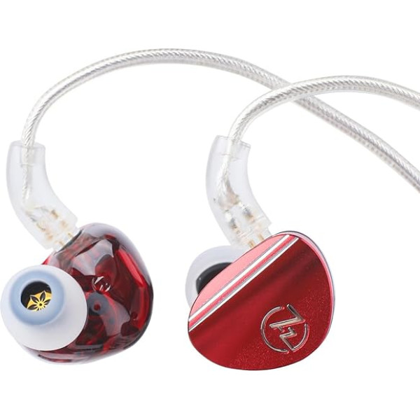 LINSOUL 7HZ SONUS 7HZ 1DD+1BA Dual Driver In Ear Monitor, HiFi In-Ear austiņas IEM, ar noņemamu augstas klases sudrabotu OCC kabeli, alumīnija aizmugurējais apvalks audiofilam, spēļu austiņas (sarkanas, 3,5 mm)