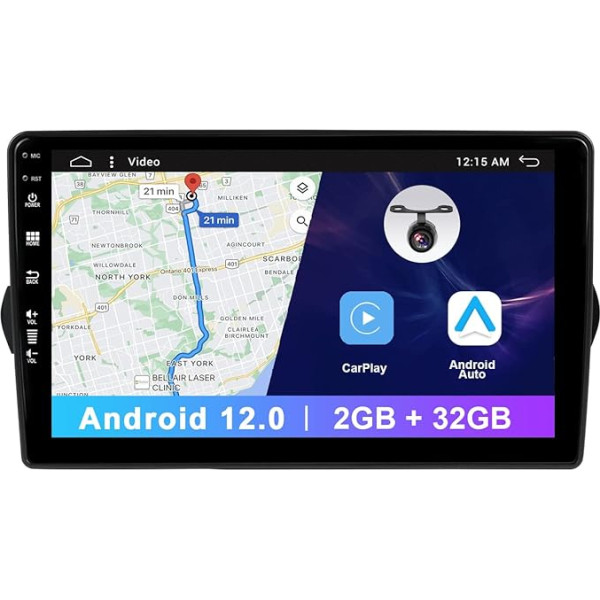 2 DIN 9 collu Android 12 auto radio Fiat Egea Tipo 2015-2018 auto radio navigators - 2G + 32G - atbalsta GPS Bluetooth stūres vadības ierīci CarplayWiFi Mirror Link USB - bezmaksas kamera