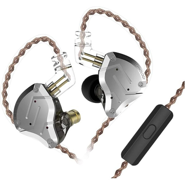 KINBOOFI KZ ZS10 Pro In-Ear monitora austiņas austiņas HiFi KZ austiņas ar 4BA un 1DD draiveriem, KZ uzlabotas ZS10 Pro ar noņemamu 0,75 mm 2-pin 6N OFC kabeli (ar mikrofonu, melns)