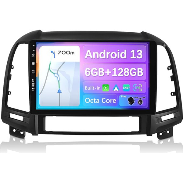 BXLIYER - 6G + 128G - Android 12 autoradio piemērots Hyundai Santa FE (2006-2012) - bezvadu carplay/Android car - kamera un MIC - IPS 9 collu 2 DIN - iebūvēts DSP - SWC WiFi 4G DAB Fast-boot 360-Camera