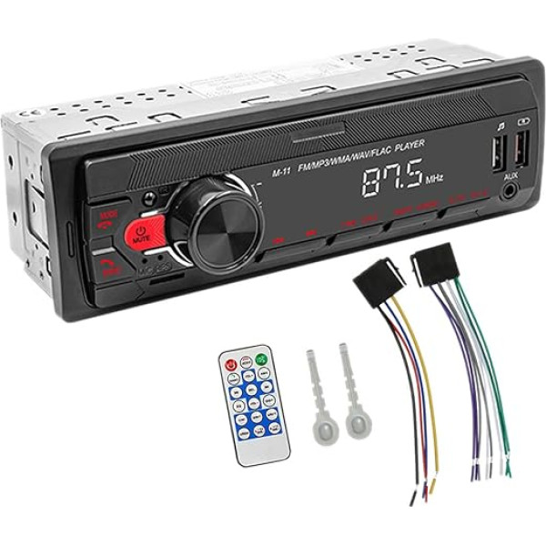 WEPARTICULAR Auto radio Bluetooth 5.0 Hands-Free AI Voice Assistant App Control 1 DIN auto radio uztvērējs ar FM Dual USB/TF Port AUX IN Krāsains apgaismojums Auto MP3 atskaņotājs