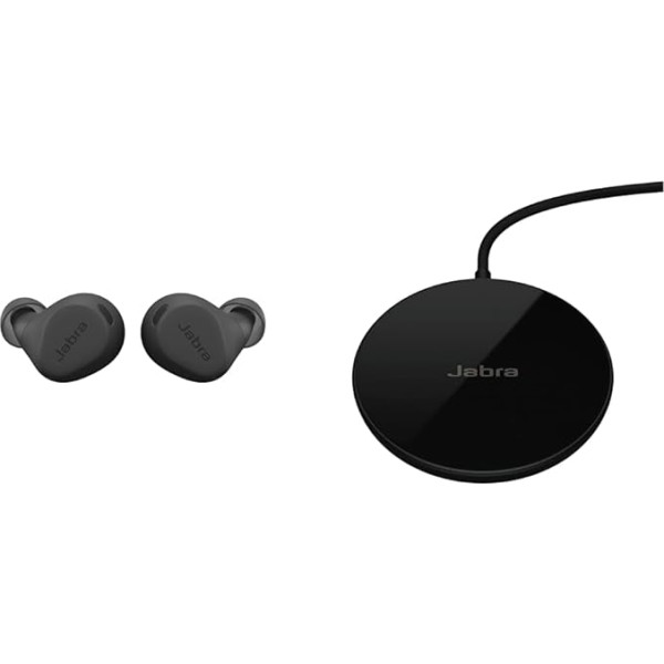 Jabra Elite 8 aktīvās bezvadu Bluetooth austiņas ar adaptīvo aktīvo trokšņu slāpēšanu un 6 iebūvētiem mikrofoniem, izturīgas pret ūdeni un sviedriem, tumši pelēkas, plus bezvadu uzlādes paliktnis