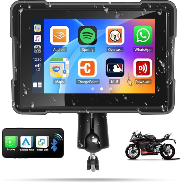 OiLiehu Wireless Carplay Android Auto Stereo 5 Zoll Touchscreen Carplay Autoradio Bluetooth Unterstützt FM-Sender/Spiegel-Link/Sprachsteuerung/EQ/Wasserdicht/TF-Karte