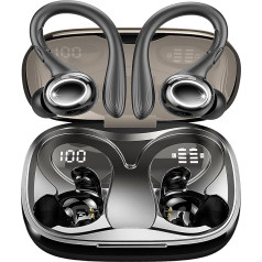 Bluetooth austiņas ausīs Sport, bezvadu Bluetooth 5.3 austiņas ar 3D HiFi Stereo, 48 stundu bezvadu austiņas ar 4 mikrofoniem, trokšņu slāpēšana bezvadu austiņas, IP7 ūdensizturīgas/LED displejs/USB-C