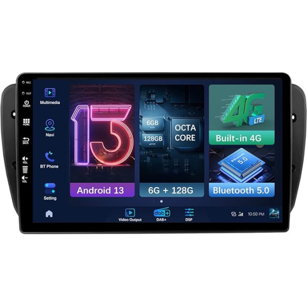 MISONDA [Eingebautes Carplay+DSP+4G+DAB+] Doppel Din Android Autoradio Passt Für Seat Ibiza 6j 2009-2014 Kostenlos Rückfahrkamera Mic 6GB + 128GB Unterstützt WLAN/GPS/BT/RDS-9 Zoll