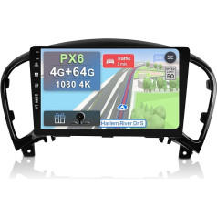 YUNTX [PX6-4G+64G] Android 12 auto radio priekš Nissan Juke/ YF15 Infiniti ESQ (2010-2017) 9 collu IPS 2.5D skārienjūtīgais ekrāns ar bezmaksas kameru DAB/GPS/HDMI/4K/Radio vadība/CarPlay/Bluetooth 5.0/MirrorLink