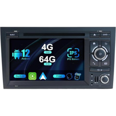 SXAUTO Android 12 autoradio Audi A4/S4/RS4/Seat Exeo (2003-2011) - Iebūvēts Carplay/Android Car/DSP - LED kamera + MIC - 4G + 64G - DAB 360-CAM vadība no stūres rata Fast Boot WiFi - 2 DIN IPS 7