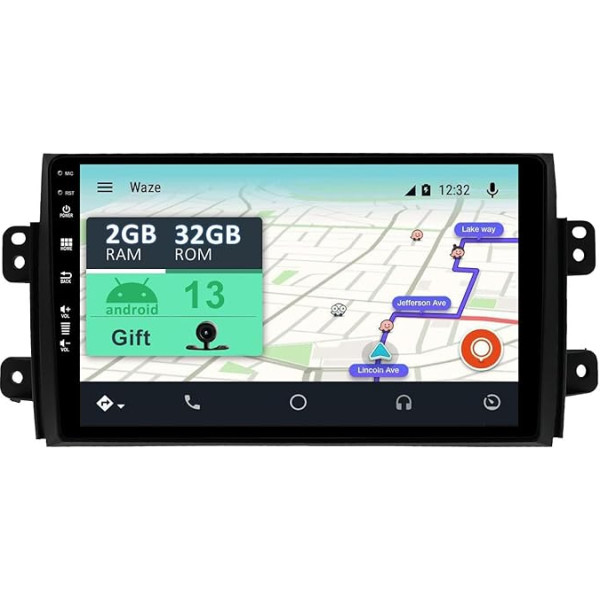 YUNTX [2GB+32GB] Android 12 auto radio ar satelītnavigāciju Suzuki SX4 / Fiat Sedici (2005-2016) 9 collu skārienjūtīgais ekrāns ar bezmaksas kameru DAB/GPS/Stūres rata vadība/MirrorLink/Bluetooth 5.0/WiFi/USB/4G/CarPlay