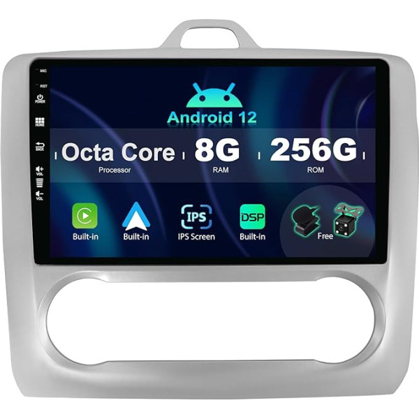 SXAUTO ¦ 8G+256G ¦ Android 12 IPS Autoradio für Ford Focus (2004-2011) - Eingebaut Carplay/Android Auto/DSP - LED Kamera + MIC - DAB Lenkradsteuerung Fast-Boot 360-CAM WiFi AHD EQ BT - 2 Din 9 Zoll