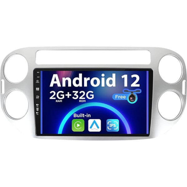 SXAUTO Android 12 IPS Autoradio für VW Tiguan 1 NF (2006-2017) - Eingebaut CarPlay/Android Auto - Rückfahrkamera KOSTENLOS - 2G+32G - Lenkradsteuerung DAB Fast-Boot WiFi DSP - 2 Din 9 Zoll - Silber