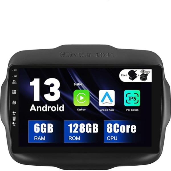 SXAUTO - 6G+128G - Android 12 IPS autoradio Jeep Renegade (2015-2018) - Iebūvēts Carplay/Android Car/DSP - LED kamera + MIC - DAB stūres vadības ierīce Fast Boot 360-CAM WiFi AHD - 2 DIN 9 collas