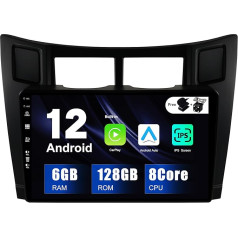 SXAUTO - 6G + 128G - Android 12 IPS auto radio Toyota Yaris (2005-2011) - Iebūvēts Carplay/Android Car/DSP - LED kamera + MIC - DAB stūres vadības pults vadība Ātrā 360-CAM AHD WiFi - 2 DIN 9 collas