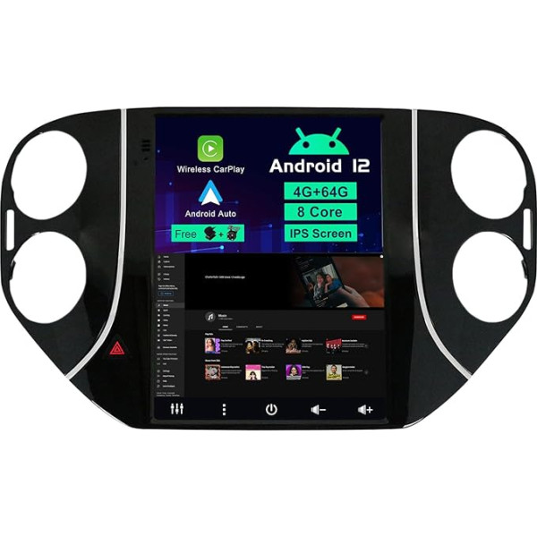 SXAUTO Android 12 IPS auto radio VW Tiguan (2010-2012) - Iebūvēts Carplay/Android Car/DSP - LED kamera + mikrofons - 4G + 64G - DAB 360-CAM stūres vadības stūres vadība Fast Boot AHD WiFi - 2 DIN 9,7 collas