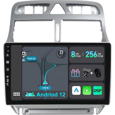 YUNTX [8GB + 256GB] Android 12 autoradio Peugeot 307 SW CC (2002-2013)-[Integrated CarPlay/Android Car/DSP/GPS]-9 collu IPS Touch Screen CAM+MIC-DAB/Mirror Link/Bluetooth 5.0/AHD/360