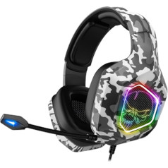 SPIRIT OF GAMER - Elite-H50 - Artic Gamer Audio austiņas - elastīgs mikrofons - mākslīgās ādas spilvens - SKULL LED RGB - 3.5mm PS5 / XBOX X / PC / PS4 / XBOX ONE / Switch Multiplatformas