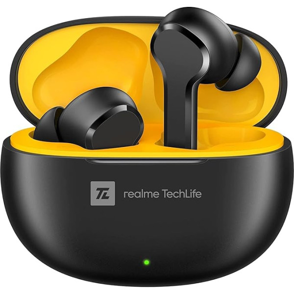 realme TechLife Buds T100 | IPX5 ūdensizturība | Bluetooth 5.3 | Kopējais atskaņošanas laiks līdz 28 stundām - (melns) Bezvadu austiņas