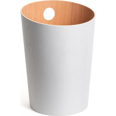 Kazai.® Bennet Design Waste Paper Bin | Unique Design for Office, Bedroom, Children's Room etc. | Контейнер для мусора изготовлен из шпона натурального дерева | белый