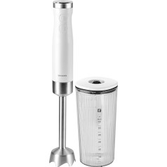 ZWILLING ENFINIGY Stainless Steel Hand Blender, Purée Stick & Hand Mixer with Stainless Steel Winglet Blade and 600 ml Measuring Cup, Silver-White