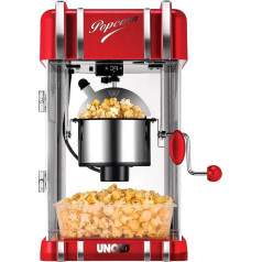 UNOLD 48535 POPCORNMAKER Retro, 300 W, Antihaftbeschichteter Edelstahl-Topf, Popcorn wie im Kino, Innenraumbeleleuchtung, BPA-frei