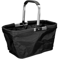 Foldable Shopping Basket Black with Aluminium Handle Spacious and Sturdy Shopping Bag 30 Litre Capacity Folding Basket