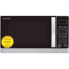 Sharp R742INW 2-in-1 Mikrowelle mit Grill / 25 L / 900 W / 1000 W / LED-Display / 8 Automatikprogramme / Gewichtgesteuertes Auftauen / Kindersicherung / Energiesparmodus / hoher Rost / silber