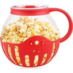 2L Popcorn Maker Machine, Microwave Popcorn Popper, Borosilicate Glass Bowl, Healthy, Less Fat, Low Calorie, BPA Free Snack Pop Corn Air Poppers for Children, Movie Nights Parties Home