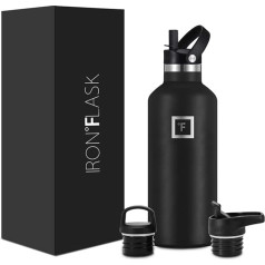 IRON °FLASK спортивная бутылка для воды - 32 унции 3 крышки (соломенная крышка) вакуумная изоляция из нержавеющей стали горячая холодная двойная 