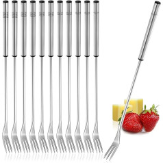 COM-FOUR® 12 x Fondue Forks Made of Stainless Steel, Dishwasher-Safe Fondue Cutlery, Fondue Skewers with Stainless Steel Handle (Pack of 12)