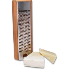 Homiez Premium Käsehobel/Käsereibe mit Behälter aus Kirschholz und reibe aus Edelstahl - Parmesanreibe mit Behälter - Küchenhobel/Küchenreibe ideal für Hartkäse oder als Muskatreibe