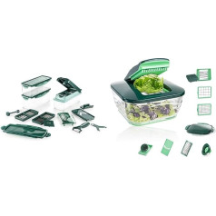 Genius Nicer Dicer Plus 18 gabaliņu, plastmasas, smaragdzaļš, 26 x 9 x 13 cm & Nicer Dicer Chef (15 gabaliņi) | Augļu griezējs, dārzeņu griezējs, sīpolu griezējs, kapātājs, dārzeņu griezējs, mandolīna, zaļš