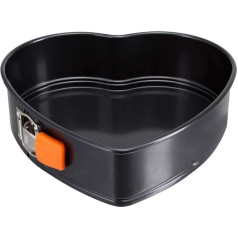 Le Creuset 94103326001100 nepielipīga sirds formas kūka, 24,8 x 23,8 x 6,9 cm, izturīga pret skābēm, izgatavota no oglekļa tērauda, antracīts/apelsīns