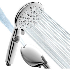 Cobbe Shower Head Water Saving High Pressure Hand Shower Rain Shower with 7+2 Jet Types, Pressure Increasing with Stop Function, Economy Shower Head with Strong Jet for Cleaning Tub Made of ABS,