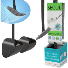 Sanimaid tualetes birste Silikons Seoul Black - Ultimate Hygiene Toilet Brush - apbalvota antibakteriāla tualetes birste - bez pilienu noteces - ergonomisks garš rokturis - ilgtspējīgs tualetes birstes turētājs