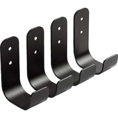 Worthy Tools Wall Mounted J Hook (Pack of 4) Aluminium Steel - Ideal for Organizing Workshops, Shops, Trucks, Vans, Tools or Pegboard