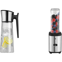 WMF Basic Water Carafe 1.5 Litres, Glass Carafe with Lid and Handle 1.5 L & Kult X Mix & Go Mini Smoothie Maker, Stand Mixer, Electric Blender, Shake Mixer 300 Watt, Tritan Plastic Bottle