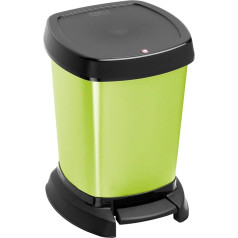 Rotho 1165080747 Pedal Bin Paso, capacity 6 l, metallic-look, made from plastics with aluminium casing, approx 23.4 x 21.9 x 29.5 cm (lxwxh), apple green-metallic