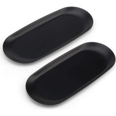 Hioph Pack of 2 Black Oval Stainless Steel Jewellery Tray, metāla dvieļu paplāte, uzglabāšanas paplāte, uzglabāšanas paplāte juvelierizstrādājumu organizatoram, sviesta trauks, uzkodu, tējas, atslēgu dēlis, sveču paplāte, 9 collas