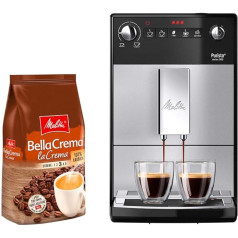 Melitta Purista F 230-101 Fully Automatic Coffee Machine Silver / Black + Melitta BellaCrema LaCrema Whole Coffee Beans