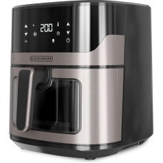 BLACK+DECKER BXAF6500E - 1600W, Fritēšanas ierīce, 6,5L, līdz 1300g fritētu kartupeļu, Sichtfenster im Frittierkorb, Temperatūra no 80 līdz 220ºC, 8 programmas