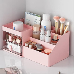 jioko Makeup organizators tualetes galdam Vannas istaba Skaidra atvilktne kosmētikas uzglabāšanas vitrīna ar otu turētāju Galda galds Plastmasas kosmētikas kastīte Skaistumkopšanas organizācija